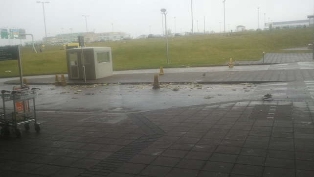 Debris from the roof of Cork Airport