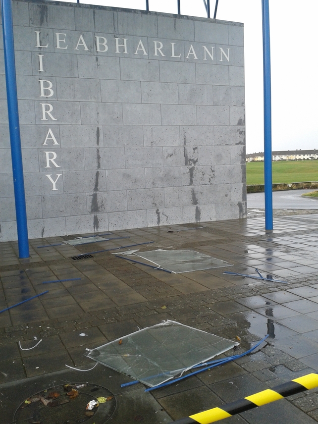 Library in Galway city was evacuated after glass panes were blown out (Pic: Eoin Lally)