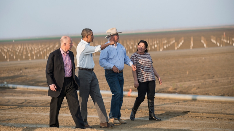 Barack Obama visited drought-hit areas of California yesterday