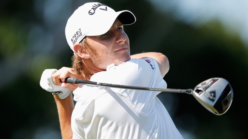 Emiliano Grillo watches his tee shot on the 16th hole, on his way to a remarkable round of 62