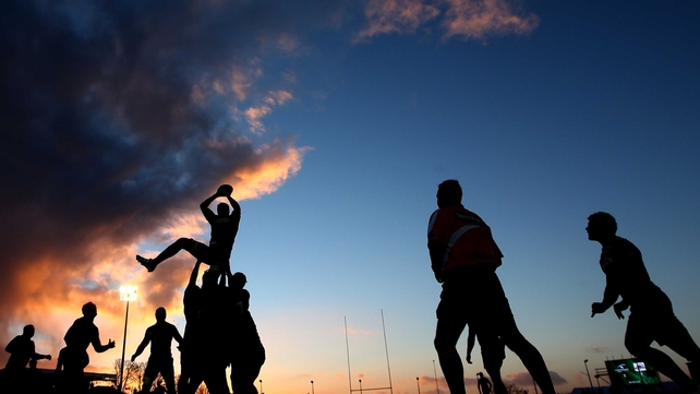 Someone claims a lineout in the Pro12 game between Connacht and Edinburgh in Galway