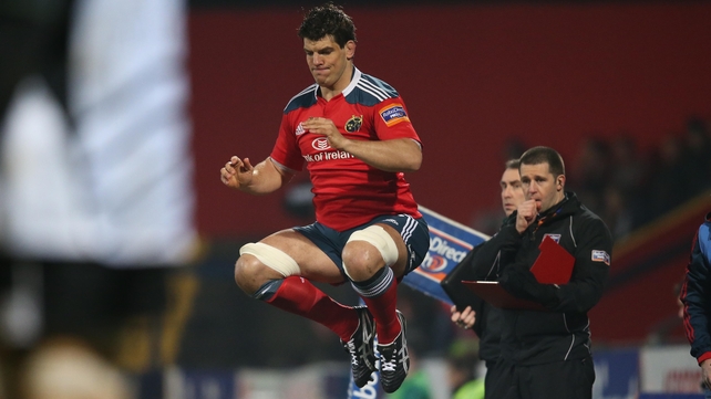 Donncha O'Callaghan made a record 241st appearance for Munster when he came on against Zebre at Musgrave Park