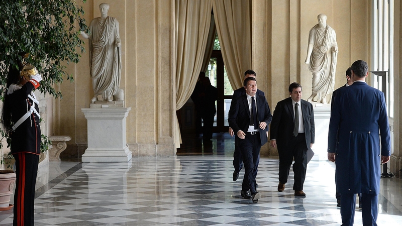 Matteo Renzi (centre) held talks with President Giorgio Napolitano this morning (Pic: EPA)