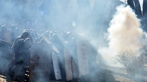 Smoke billows in Kiev