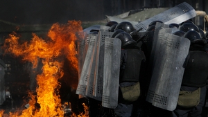 Petrol bombs were thrown (Pic: EPA)