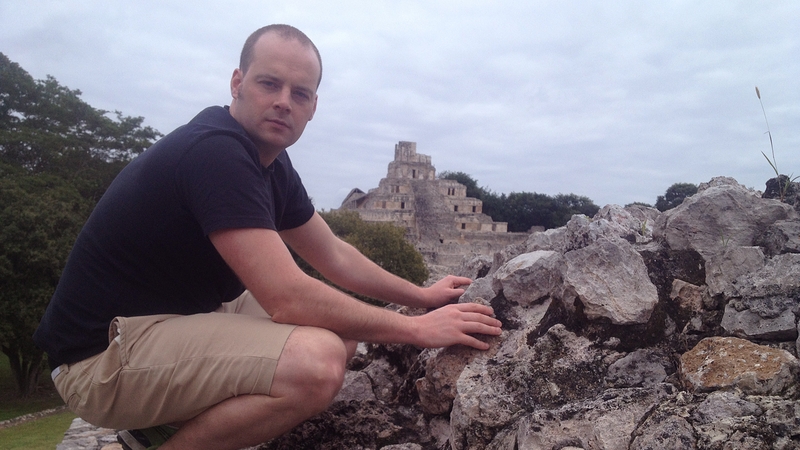 Tadhg Peavoy at the ruins of Edzná
