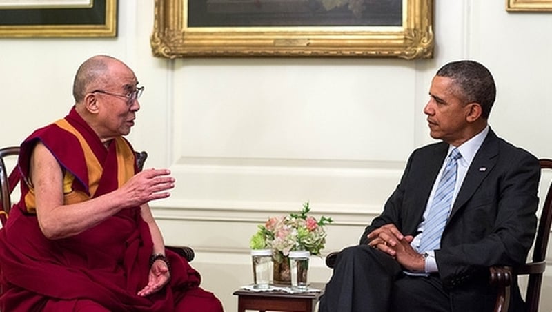 The Dalai Lama met with US President Barack Obama in the White House
