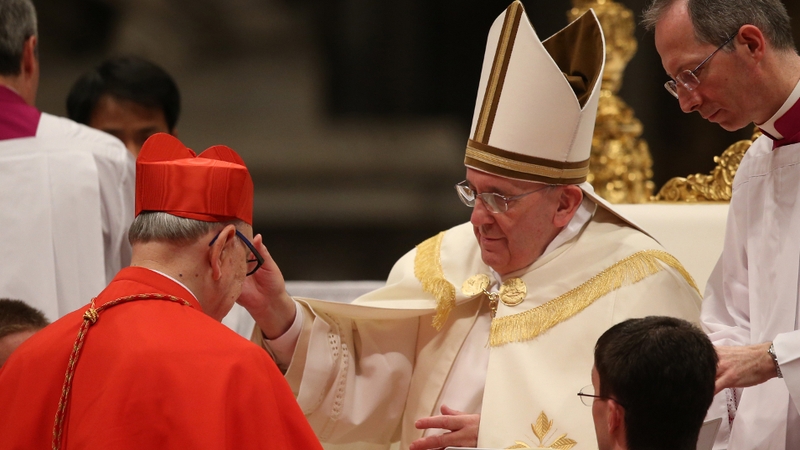 Loris Francesco Capovilla aged-98 receives his scarlet-red biretta and gold ring at ceremony