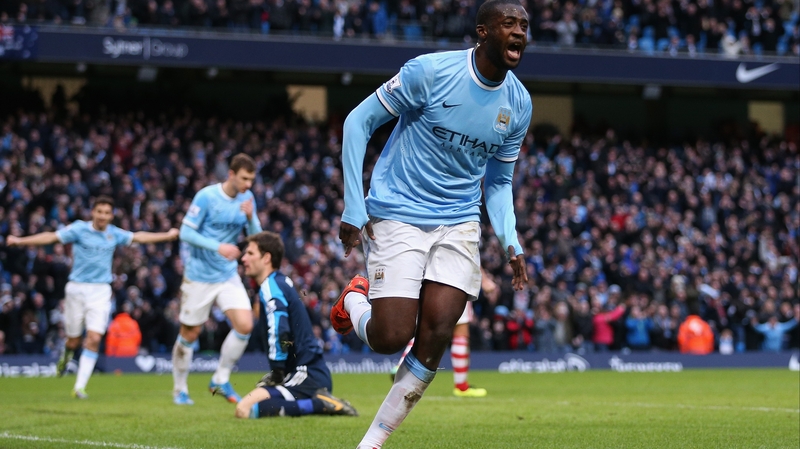 Yaya Toure celebrates his match-winning goal
