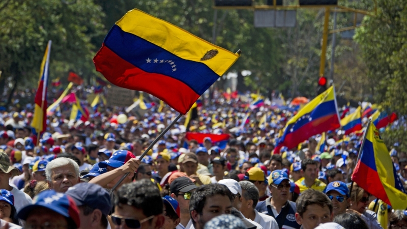 People attend a march against the government of Venezuelan President Nicolas Maduro in San Cristobal, capital of the western border state of Tachira, Venezuela,
