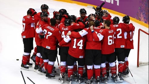 Canada celebrate their gold medal triumph
