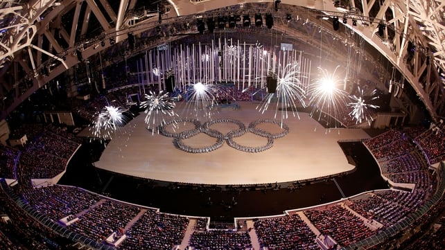 A bird's-eye view of the stadium during the spectacular ceremony