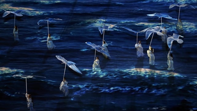 Artists perform during the closing ceremony in Sochi