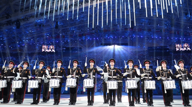 A military band entertains the crowd during the ceremony