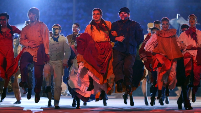 Dancers entertain the crowd during the closing ceremony