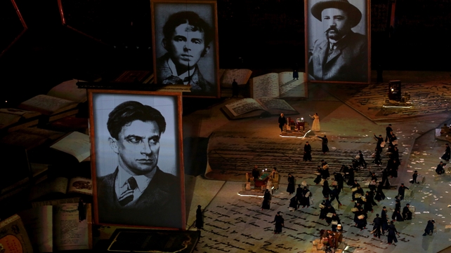 Russian literary giants are commemorated as part of the closing ceremony