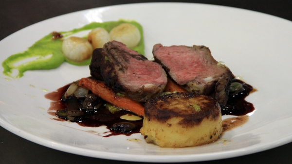 Rump of Lamb with Pea Puree & Gratin Potatoes