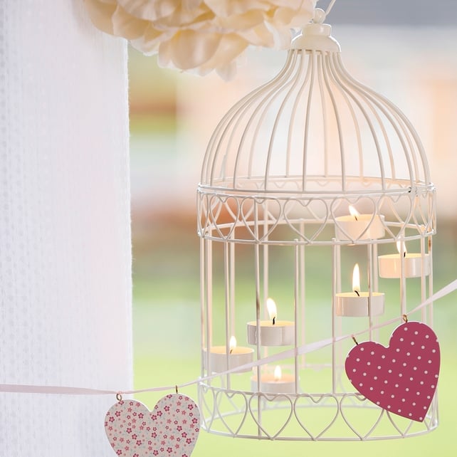 Rose Ball €4.00, T-Light Bird Cage €15.00, MDF Printed Bunting €10.00
