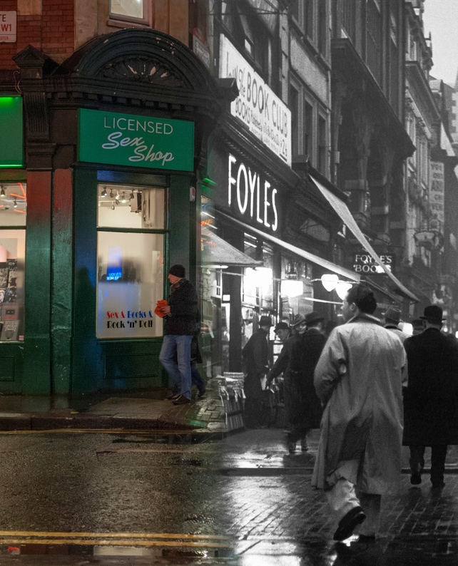 An evening street scene outside Foyles book shop on Charing Cross Road, c.1935 (Pic: Wolf Suschitzky/Museum of London)