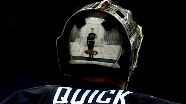 Jonathan Quick of the United States during the Olympic Men's Ice Hockey Semi-final against Canada