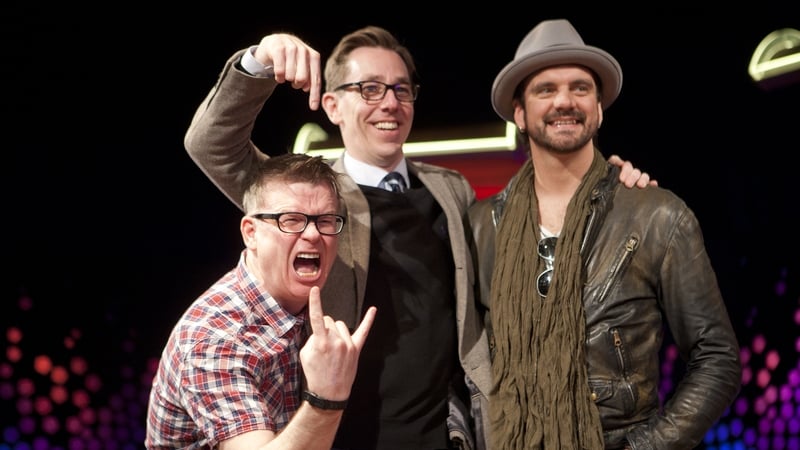 Cormac Battle with Late Late Show host Ryan Tubridy and Andrew Mann (R)