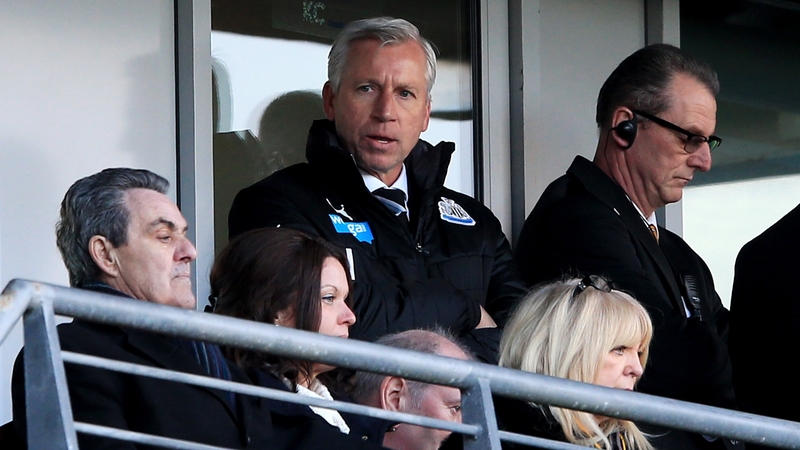 Alan Pardew watches on from the stands after the headbutting incident