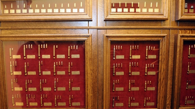 The former president's bullet collection displayed in a window