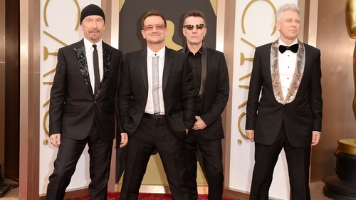 U2 at last night's Oscars