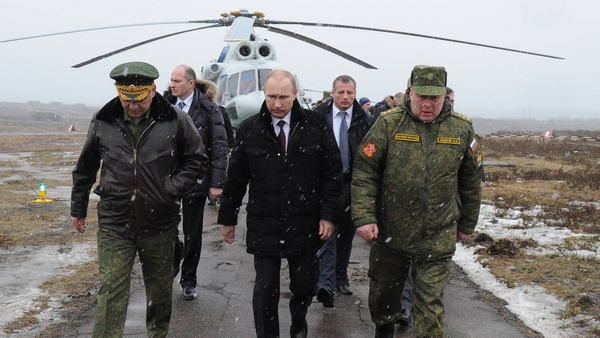 Vladimir Putin arrives at the Kirillovsky military testing ground