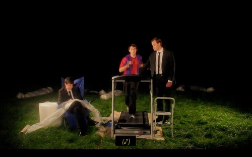 In a field of their own. At night