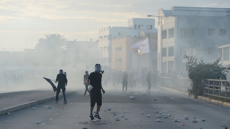 Police and protesters clash following the blast (Pic: EPA)