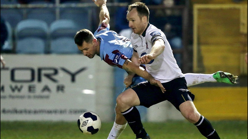 Drogheda's Declan O'Brien with Stephen O'Donnell of Dundalk