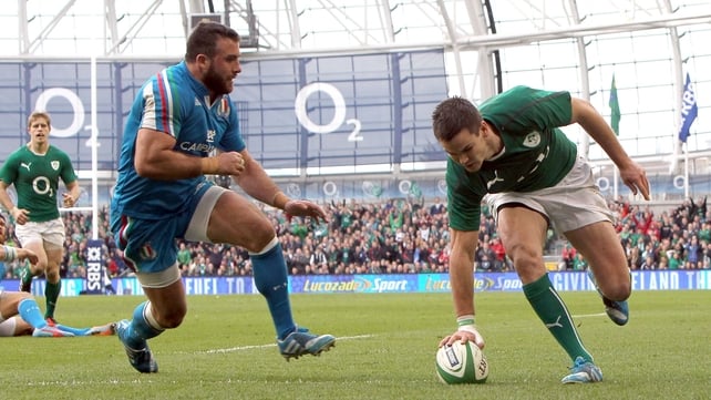 Jonathan Sexton bagged a brace of tries in a performance that belied concerns his thumb injury would hamper him