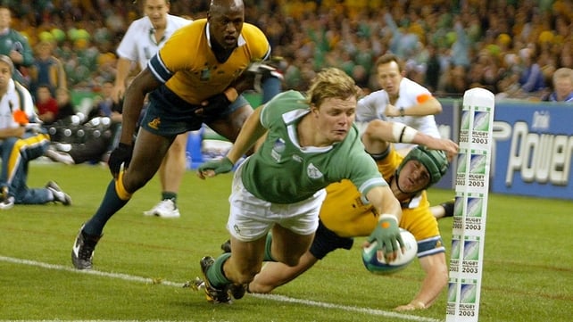 O'Driscoll scored a stunning try against the Aussies in the 2003 Rugby World Cup