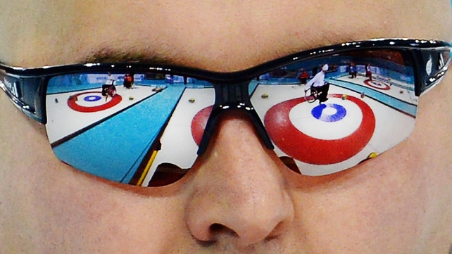 Gregor Ewan of Great Britain competes in the Round Robin Session 7 during day four of Sochi 2014 Paralympic Winter Games at Ice Cube Curling Center