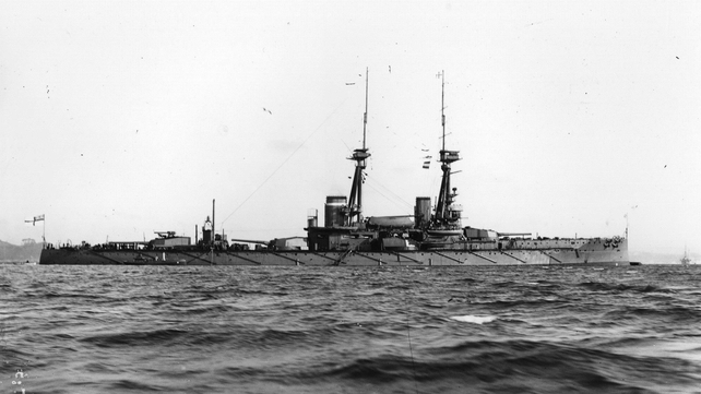 April 1913: The battleship, HMS Collingwood at sea
