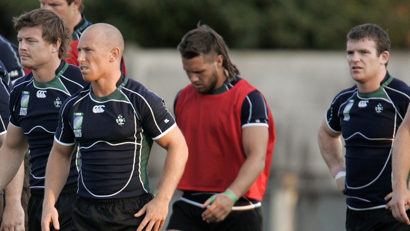 Peter Stringer (second left) played many tests with Brian O'Driscoll (left) and Gordon D'Arcy (right)