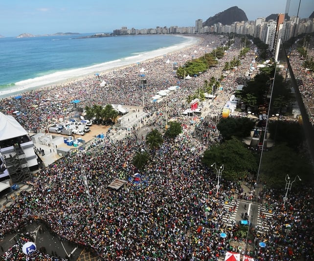 Up to three million people gathered on Rio de Janeiro's Copacabana beach to hear the Pope celebrate mass as part of World Youth Day