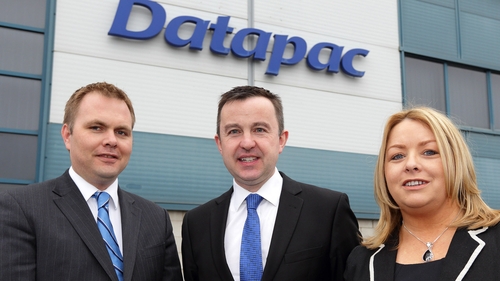 Patrick Kickham, Datapac director, pictured with Minster of State Brian Hayes and Clara Quigley, Datapac's sales manager