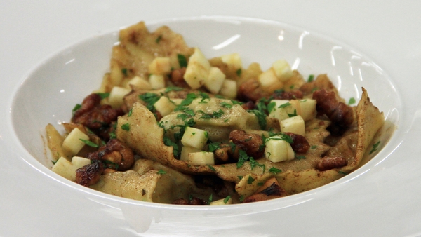 Pork and Apple Ravioli, tossed in a Walnut Beurre