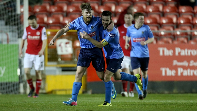 UCD's Chris Mulhall celebrates with Robbie Benson after scoring their first goal of the game