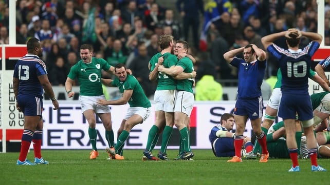 The final whistle - Ireland players are elated as the full-time whistle blows