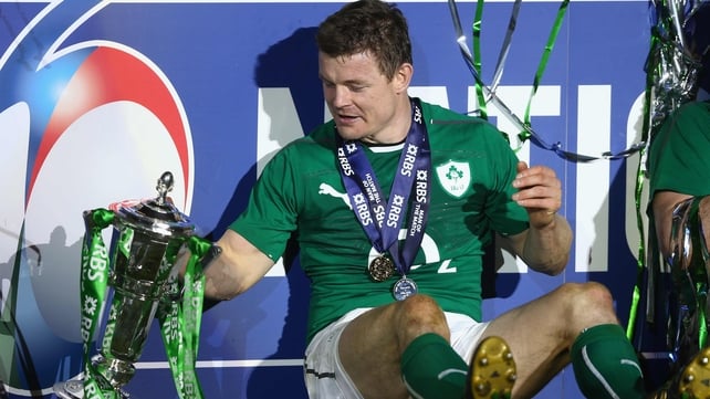 With the Six Nations trophy after his last match for Ireland