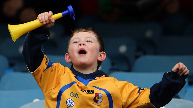 A young Portumna fan gets into the spirit of the day