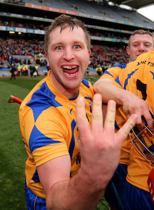 Kevin Hayes celebrates Portumna's fourth club SHC title in nine years