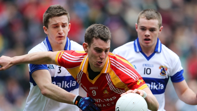 Barry Moran under pressure from Jarlath Curley and Gavin Burke