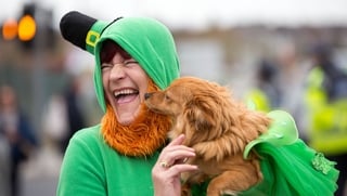 A participant in the Limerick City parade enjoying the occasion (Pic: Sean Curtin)