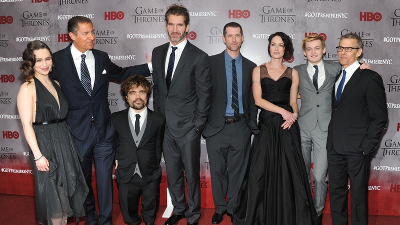 Emilia Clarke, Richard Plepler, Peter Dinklage, David Benioff, D.B. Weiss, Lena Headey, Jack Gleeson and Michael Lombardo