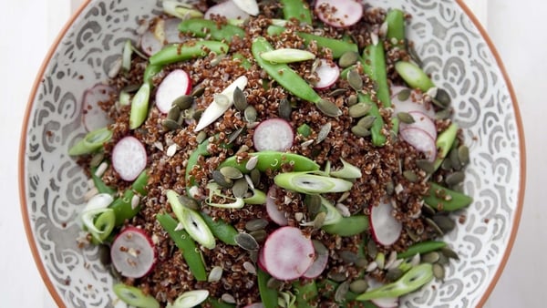 Red Quinoa and Sugar Snap Pea Salad