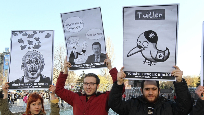 Protesters in Turkey demonstrate against the Twitter ban